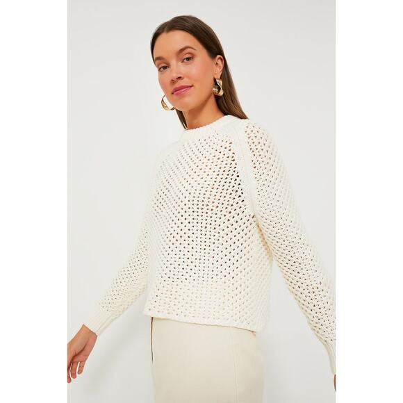 TUCKERNUCK Ivory Crochet Knit Annette Sweater Size L NWT Retail $198 Tuckernuck - Picture 5 of 8